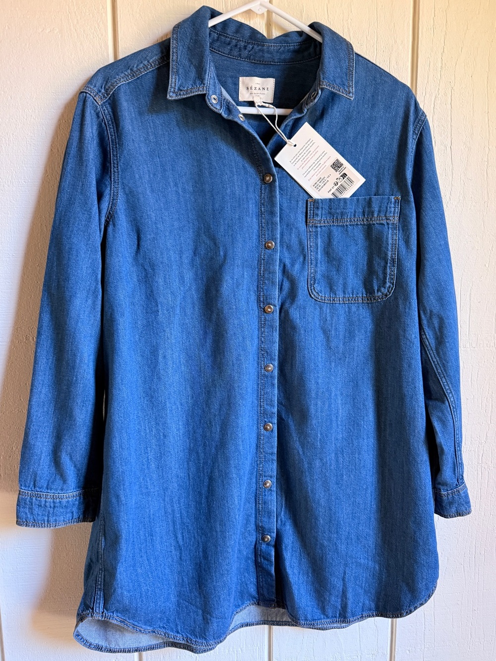 NWT Sezane “Sadie” Long Sleeve Denim Dress is Deep Blue, Size 4 - Picture 3 of 7